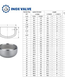 Thông số kỹ thuật chén hàn inox DN65