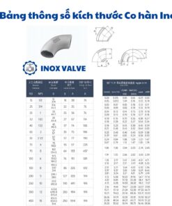 Thông số kỹ thuật co hàn inox DN10