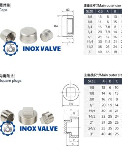 Thông số kỹ thuật nút bịt inox ren DN80