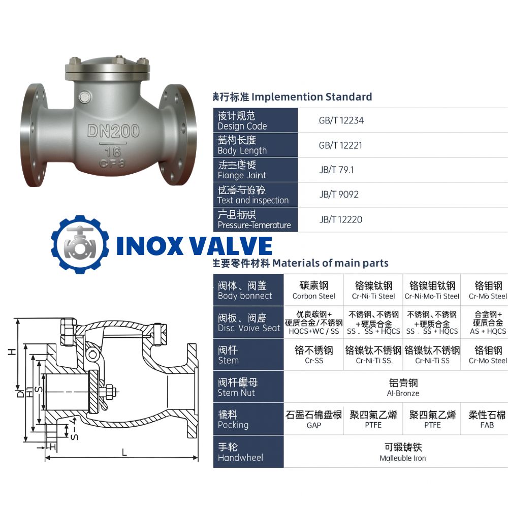 Cấu tạo thông số Van 1 chiều lá lật inox DN65