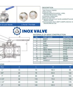 Cấu tạo thông số Van bi 3 ngã inox DN20
