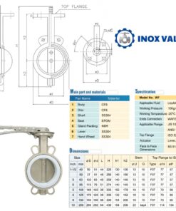 Cấu tạo thông số Van bướm inox tay gạt DN80