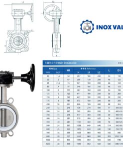 Cấu tạo thông số Van bướm inox tay quay DN100
