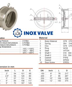 Cấu tạo thông số van 1 chiều cánh bướm inox DN50
