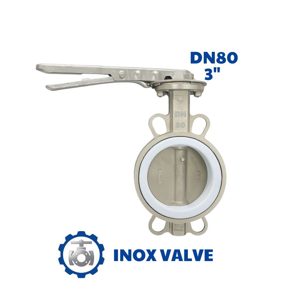 Van bướm inox tay gạt DN80